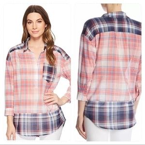 JOIE - BRISELDA COLOR BLOCK CONTRAST LIGHTWEIGHT COTTON BLOUSE/TUNIC